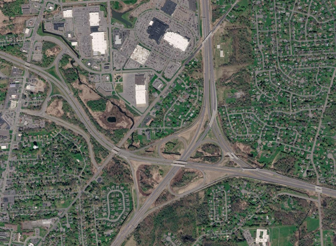The northern I-81/BL 81/NY 481 interchange in 2026