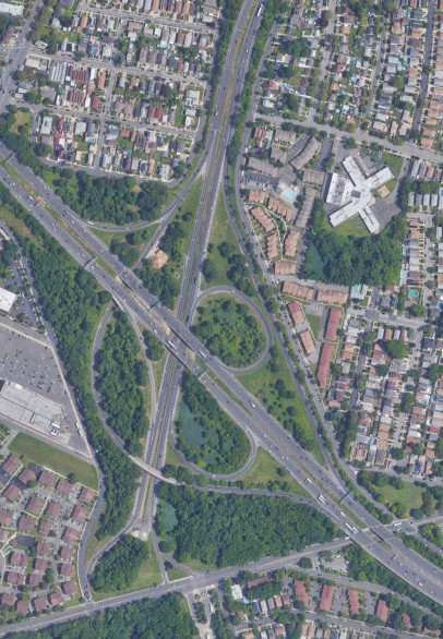 The Staten Island Expressway at the Dr. Martin Luther King Jr. Expressway in 2019