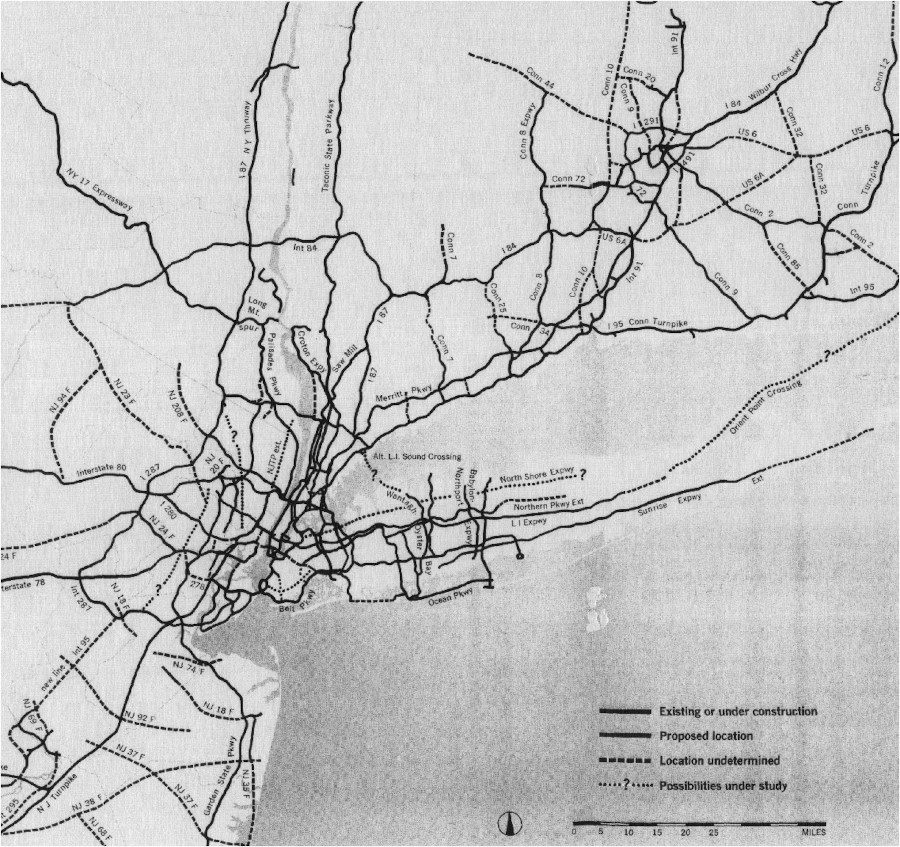The planned freeway/expressway network for the greater New York City area